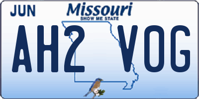 MO license plate AH2V0G