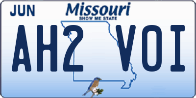 MO license plate AH2V0I