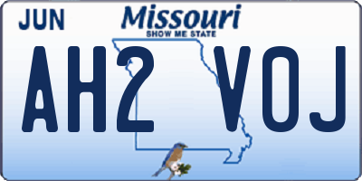 MO license plate AH2V0J
