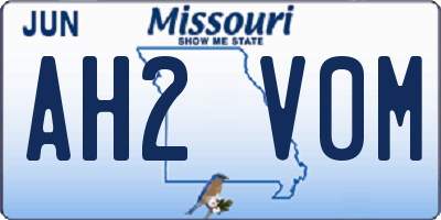 MO license plate AH2V0M