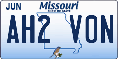 MO license plate AH2V0N