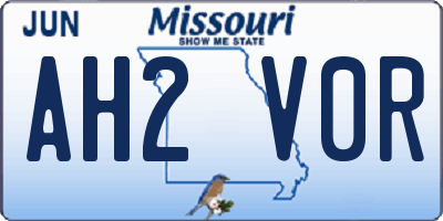 MO license plate AH2V0R
