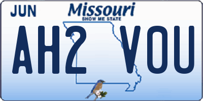 MO license plate AH2V0U