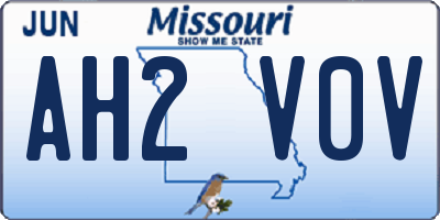 MO license plate AH2V0V