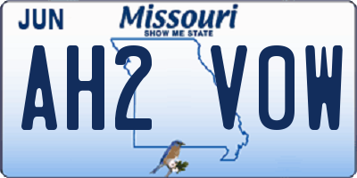 MO license plate AH2V0W