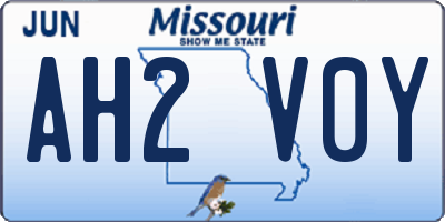 MO license plate AH2V0Y