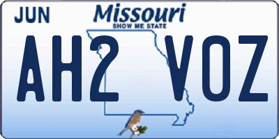 MO license plate AH2V0Z