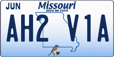 MO license plate AH2V1A