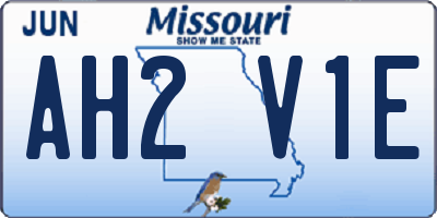 MO license plate AH2V1E