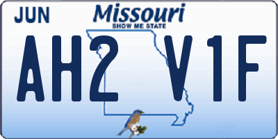 MO license plate AH2V1F