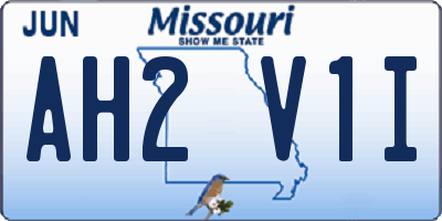 MO license plate AH2V1I