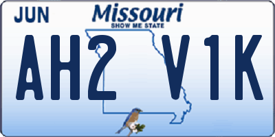 MO license plate AH2V1K