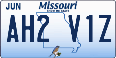 MO license plate AH2V1Z