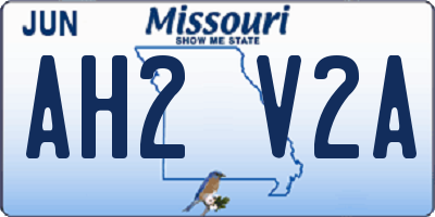 MO license plate AH2V2A