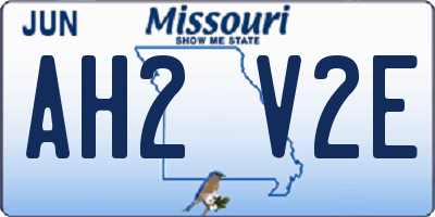 MO license plate AH2V2E