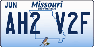 MO license plate AH2V2F