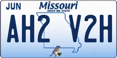 MO license plate AH2V2H