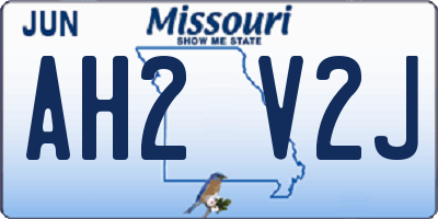 MO license plate AH2V2J