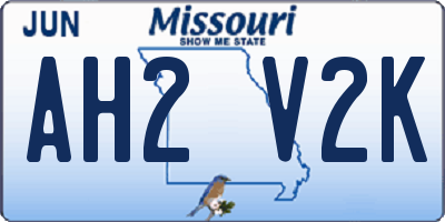 MO license plate AH2V2K