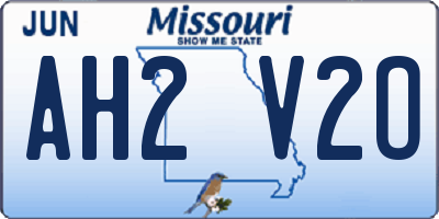 MO license plate AH2V2O