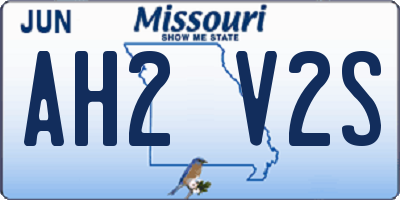 MO license plate AH2V2S