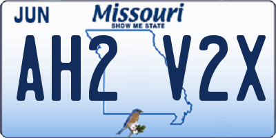 MO license plate AH2V2X