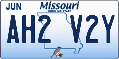 MO license plate AH2V2Y