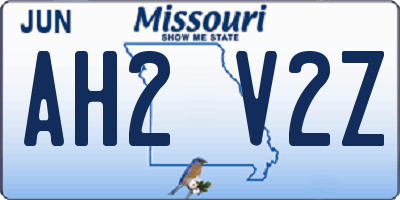 MO license plate AH2V2Z