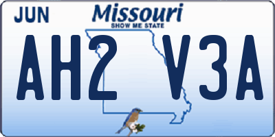 MO license plate AH2V3A