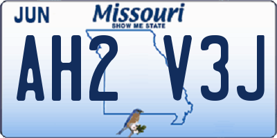 MO license plate AH2V3J