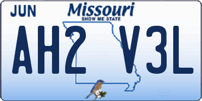 MO license plate AH2V3L