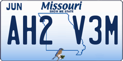 MO license plate AH2V3M