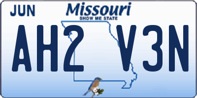 MO license plate AH2V3N