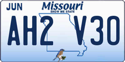 MO license plate AH2V3O