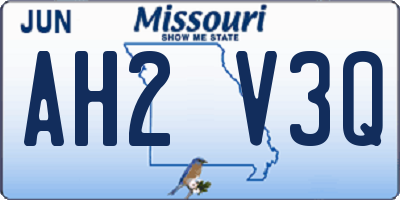 MO license plate AH2V3Q