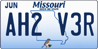 MO license plate AH2V3R