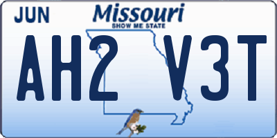 MO license plate AH2V3T