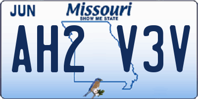 MO license plate AH2V3V