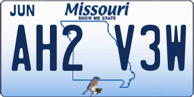 MO license plate AH2V3W