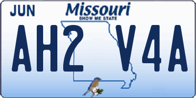 MO license plate AH2V4A