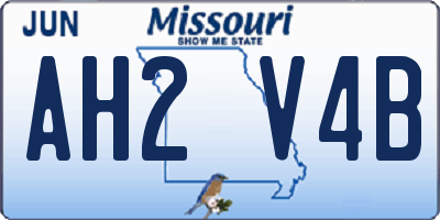 MO license plate AH2V4B