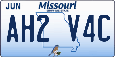 MO license plate AH2V4C