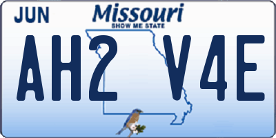 MO license plate AH2V4E