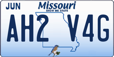 MO license plate AH2V4G