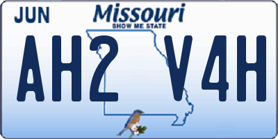 MO license plate AH2V4H
