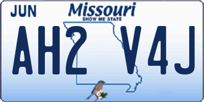 MO license plate AH2V4J