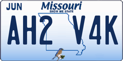 MO license plate AH2V4K
