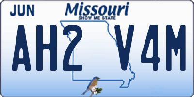 MO license plate AH2V4M