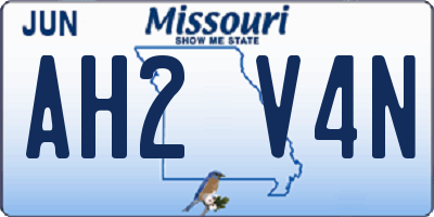 MO license plate AH2V4N