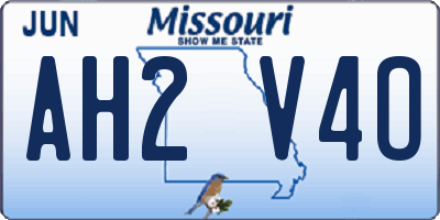 MO license plate AH2V4O